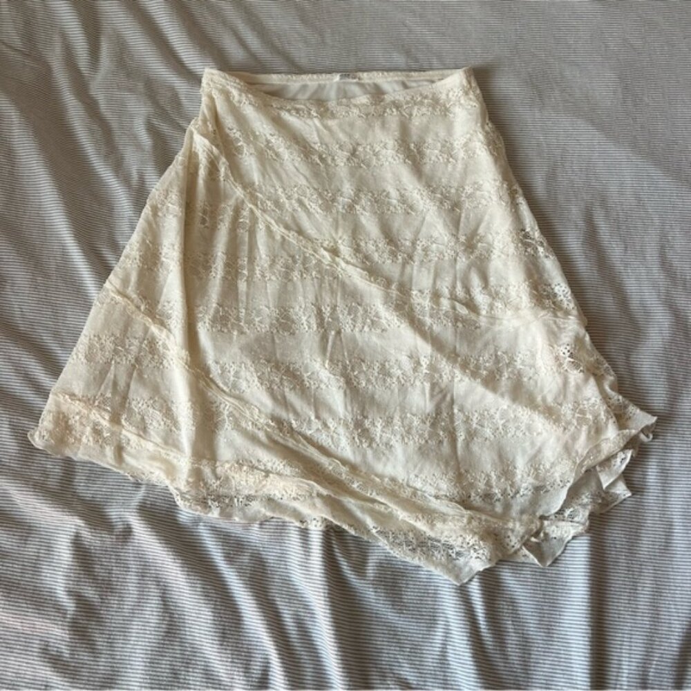 Ardene Asymmetrical Cream Lace Skirt